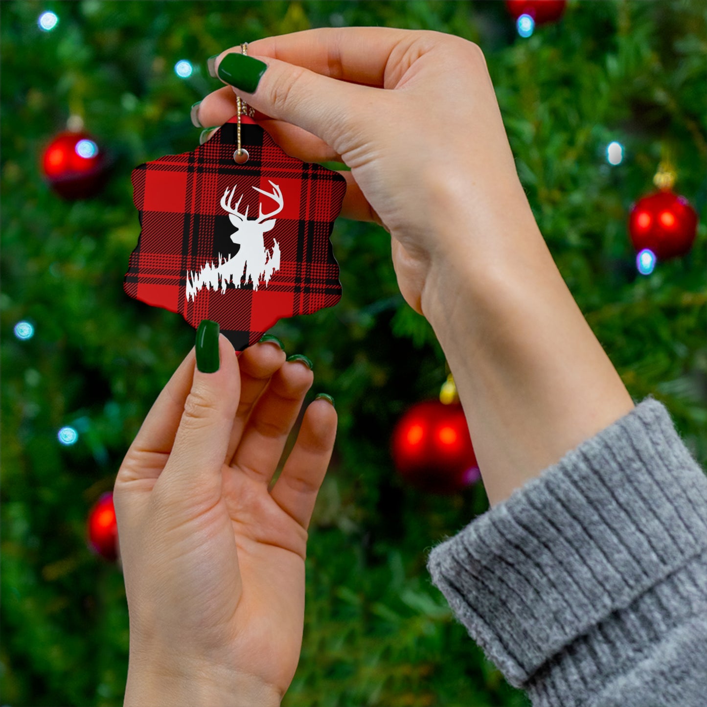Big Buck Ceramic Christmas Ornament