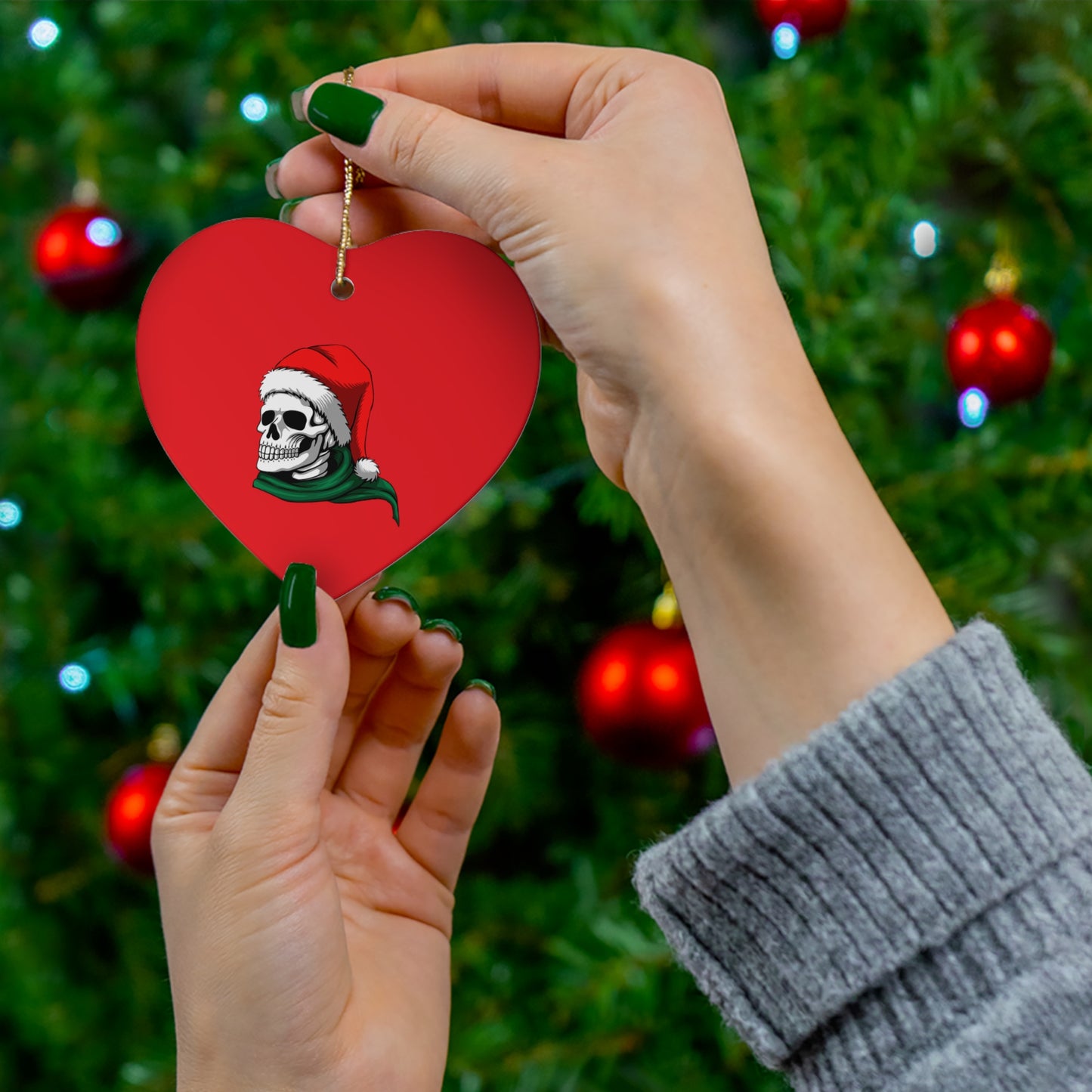 Christmas Skeleton Ceramic Ornament