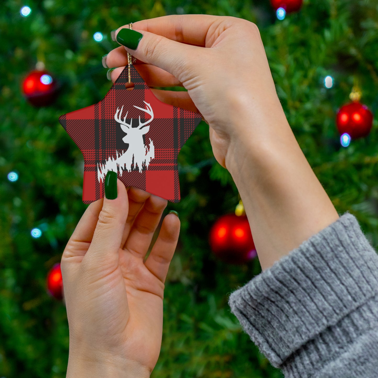 Big Buck Ceramic Christmas Ornament