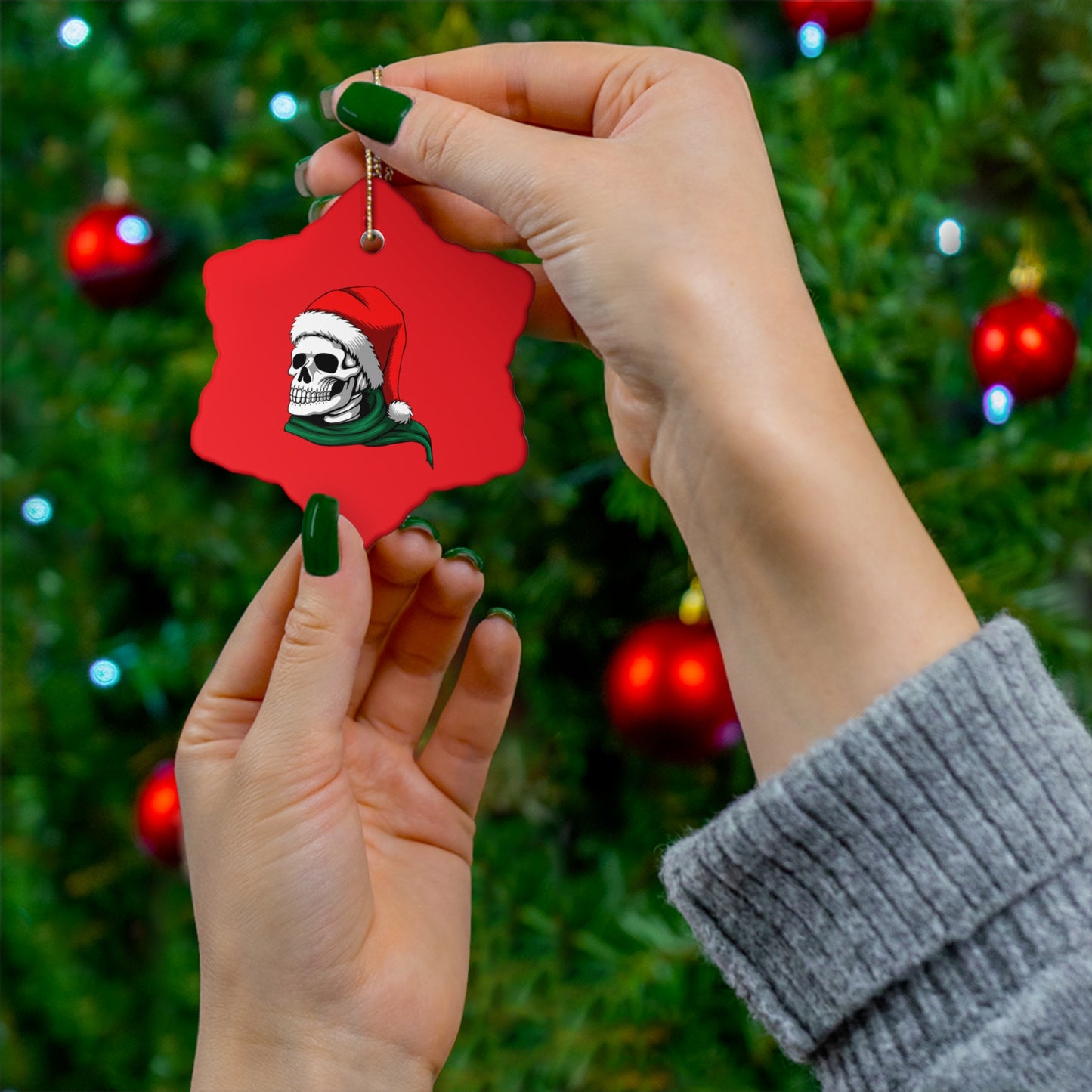 Christmas Skeleton Ceramic Ornament