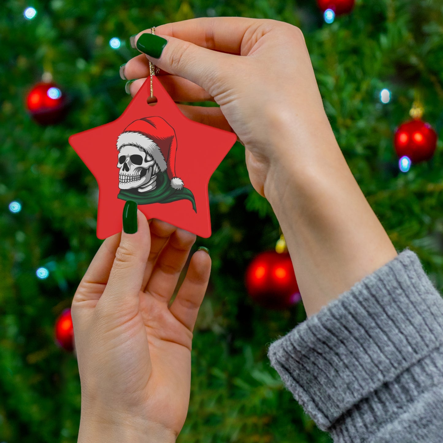 Christmas Skeleton Ceramic Ornament