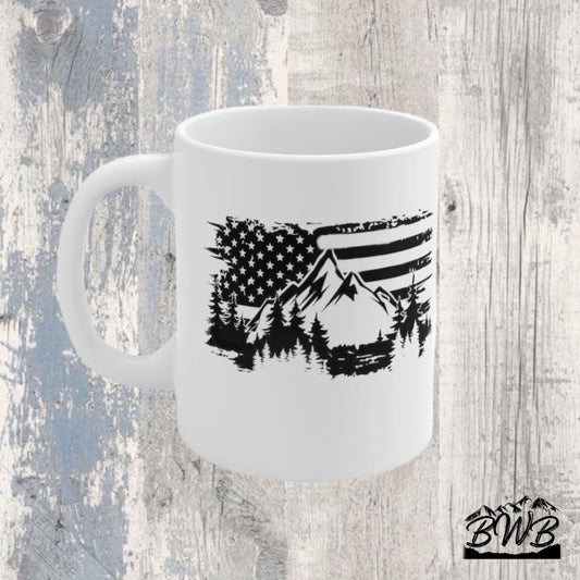 Flag Mountain Mug - Backwoods Branding Co.