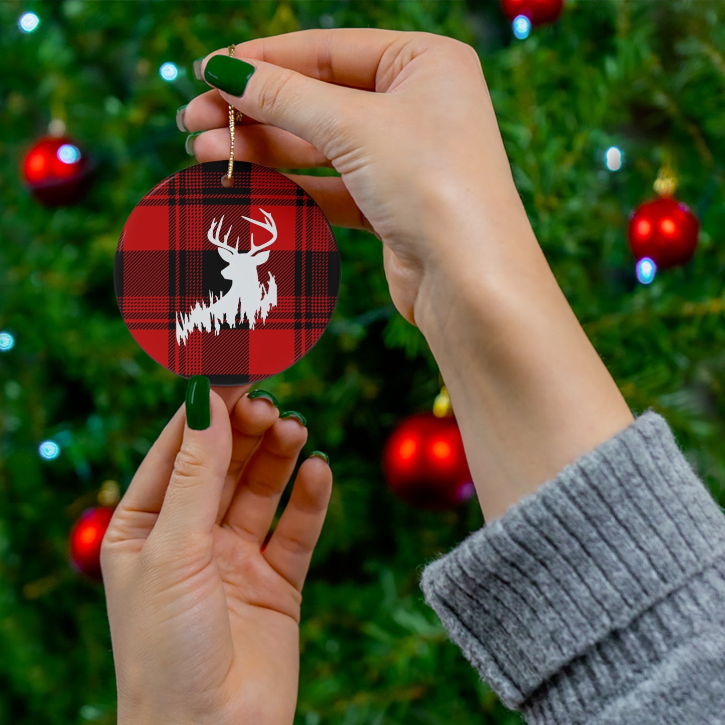 Big Buck Ceramic Christmas Ornament