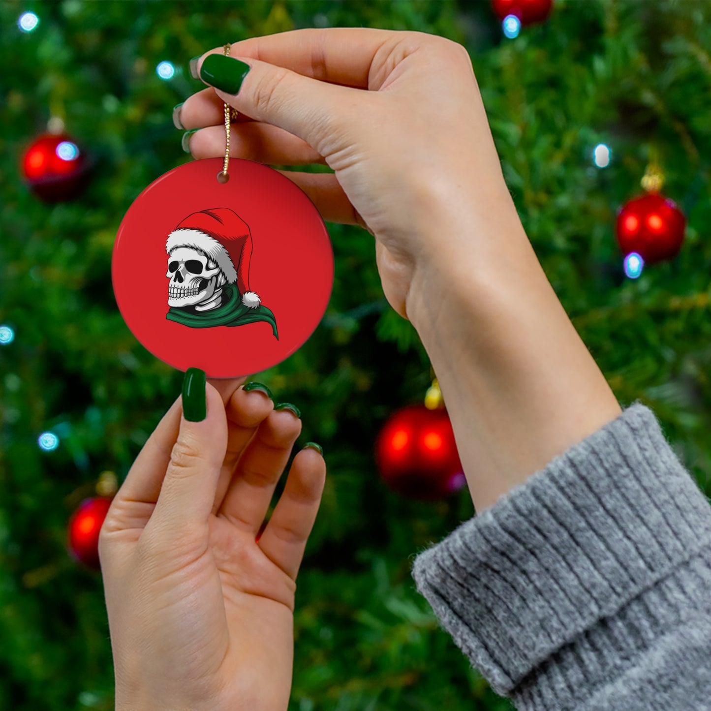 Christmas Skeleton Ceramic Ornament