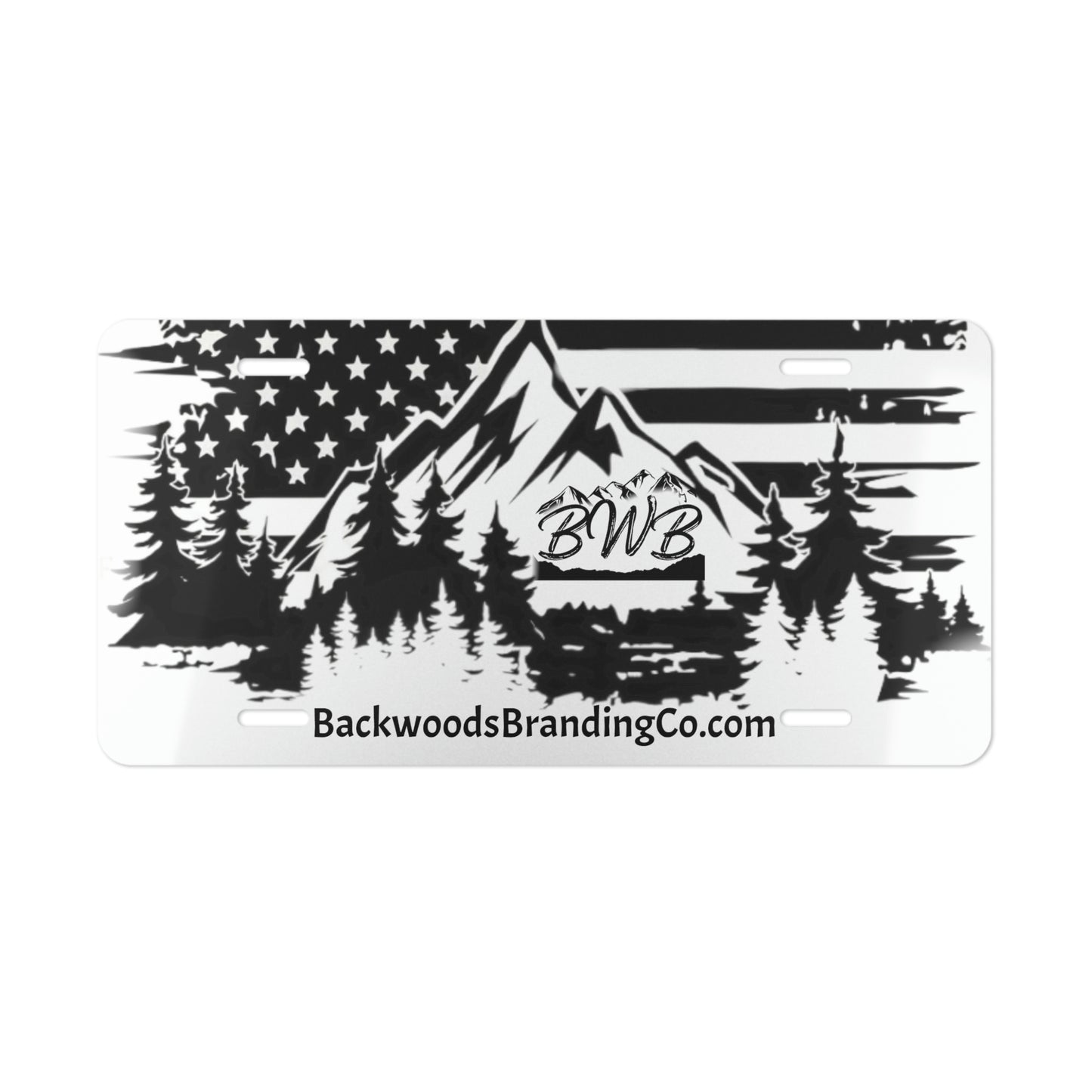 BWB Flag Mountain License Plate - Backwoods Branding Co.