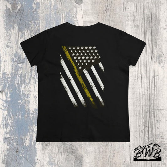 Thin Yellow Line Women's Tee - Backwoods Branding Co.