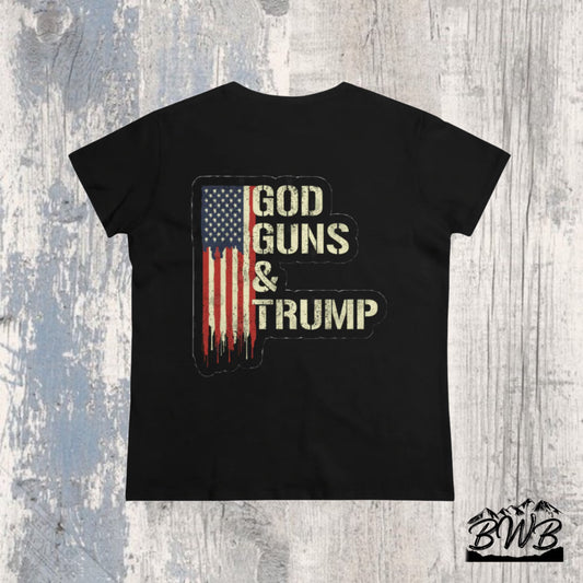 God, Guns, & Trump Women's Tee - Backwoods Branding Co.