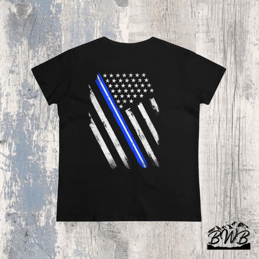 Thin White Line Women's Tee - Backwoods Branding Co.