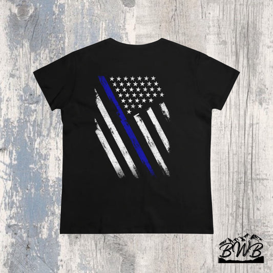 Thin Blue Line Women's Tee - Backwoods Branding Co.