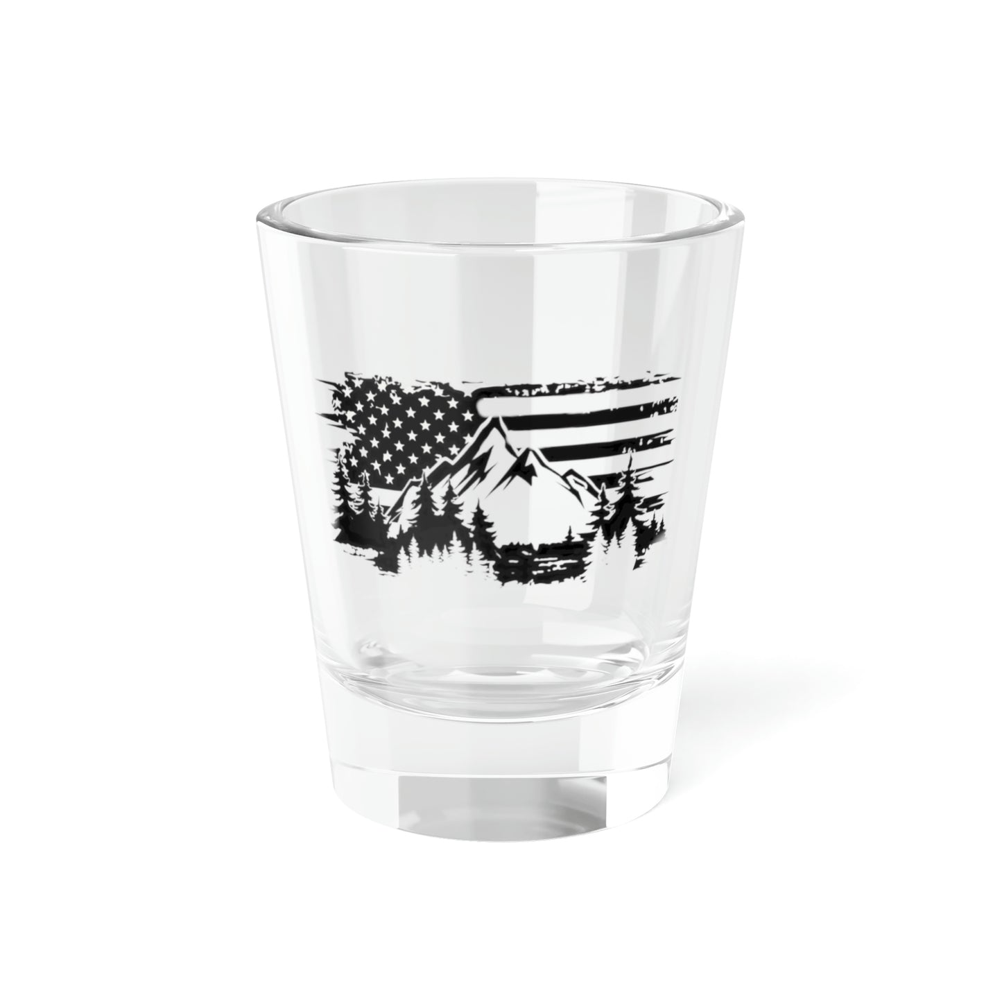 Flag Mountain Shot Glass, 1.5oz - Backwoods Branding Co.